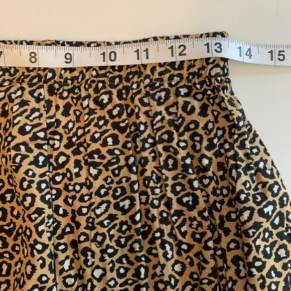 National Skirt Women Mp Black Beige Leopard Print Midi  Elastic Waist Pockets - Picture 6 of 8